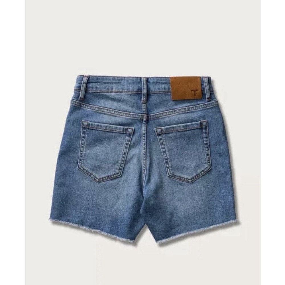 Tecovas Womens High Rise Raw Hem Denim Shorts Medium Wash Blue Size 31 New - Picture 3 of 9